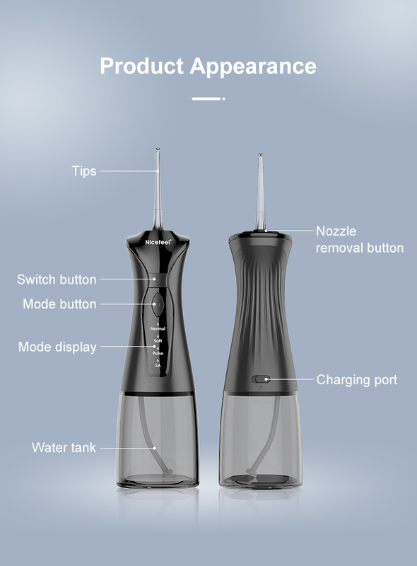 drahtloses Wasser Flosser batteriebetriebenes Mund-Irrigator des Schwarz-1400mAh